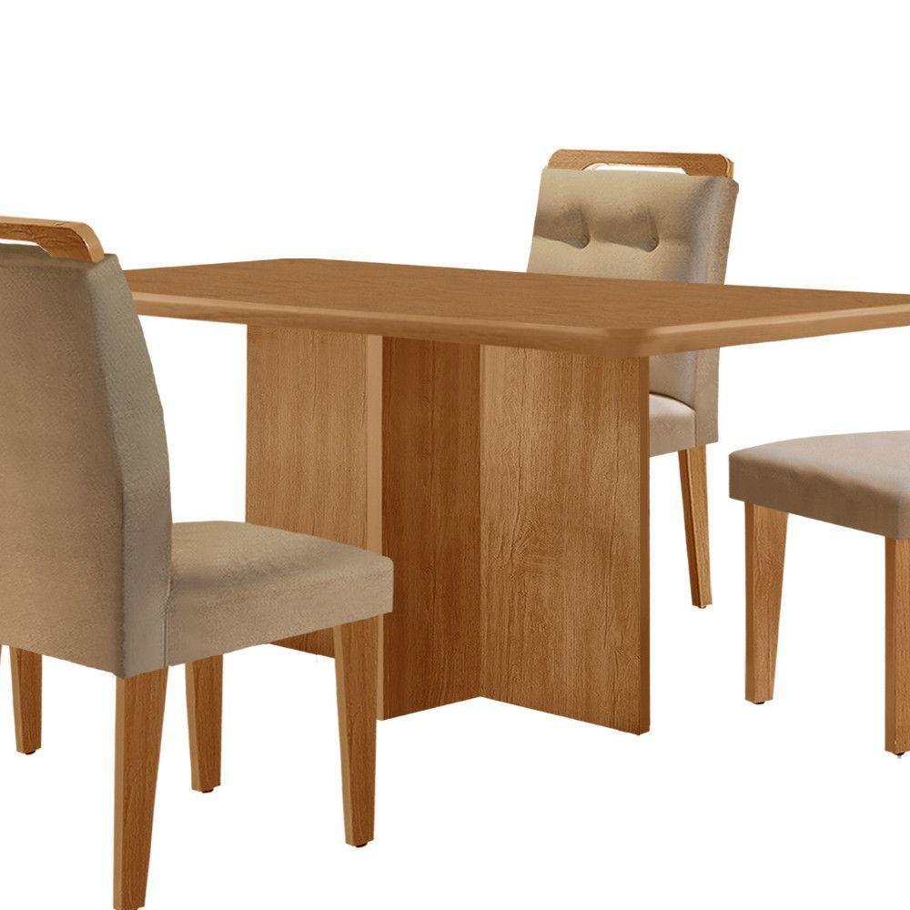 Mesa Olimpia 120 Mdf Canto Copo E Com 4 Cadeiras Carol Turim 07 Naturalle - 8