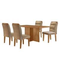 Mesa Olimpia 120 Mdf Canto Copo E Com 4 Cadeiras Carol Turim 07 Naturalle - 2
