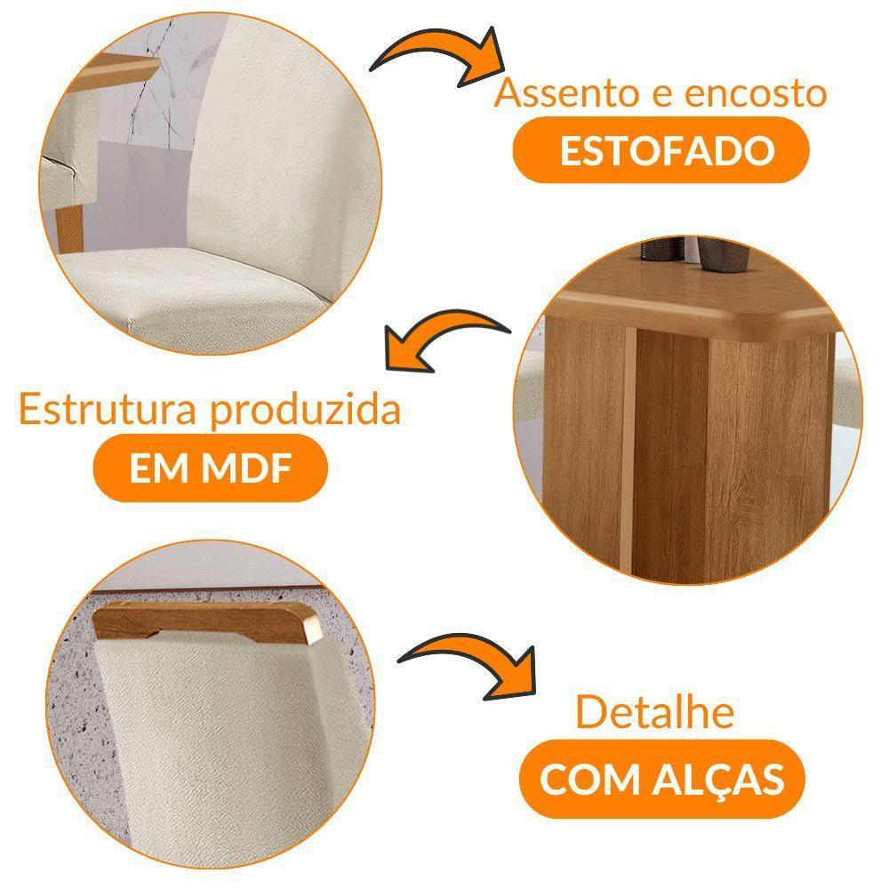 Mesa Olimpia 90 Mdf Com 4 Cadeiras Athenas Veludo Creme Naturalle - 6