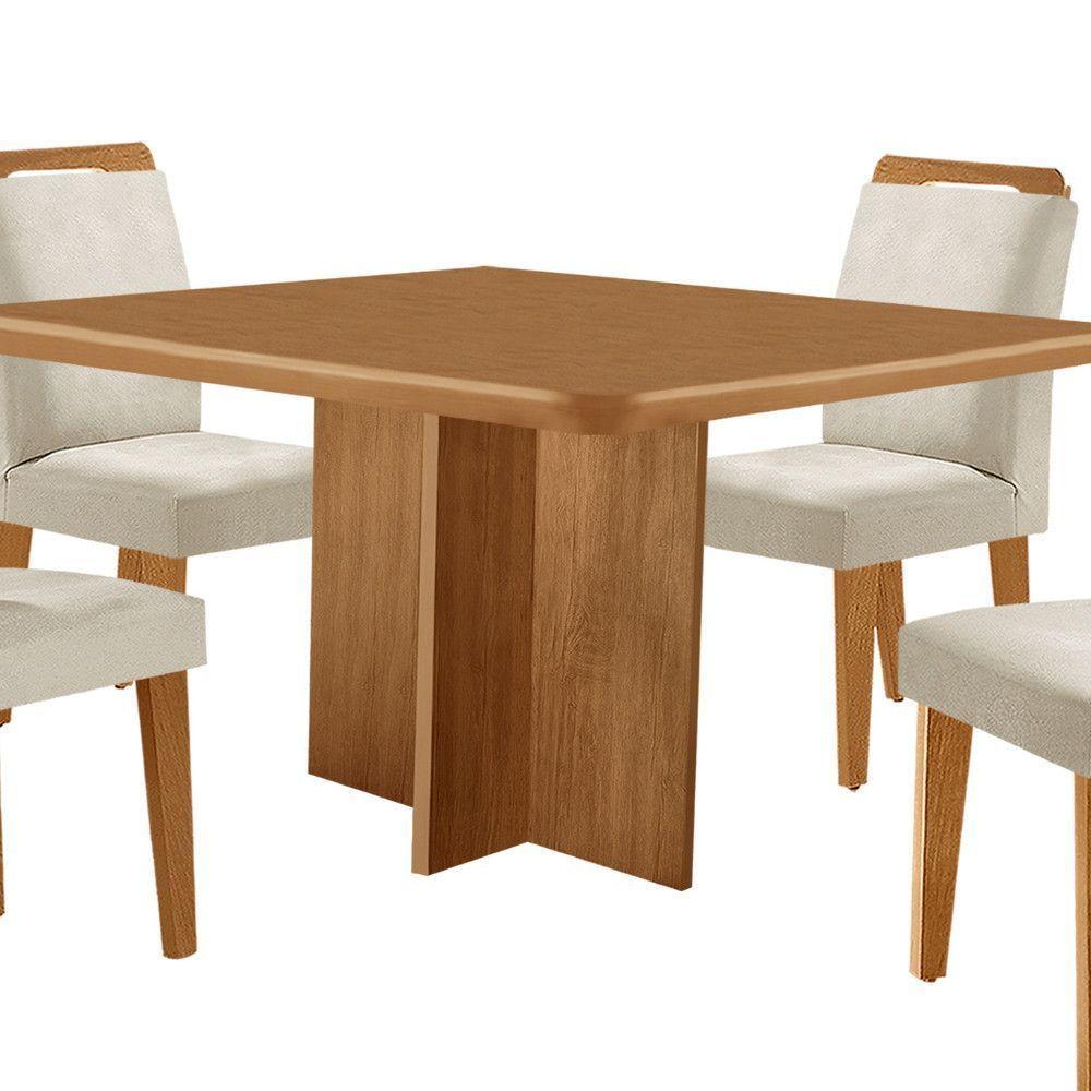 Mesa Olimpia 90 Mdf Com 4 Cadeiras Athenas Veludo Creme Naturalle - 8