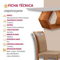 Mesa Ane 180 Tampo Com Vidro Laqueado Com 6 Cadeiras Livia Linho Palha Imbuia Natural Off White - 7