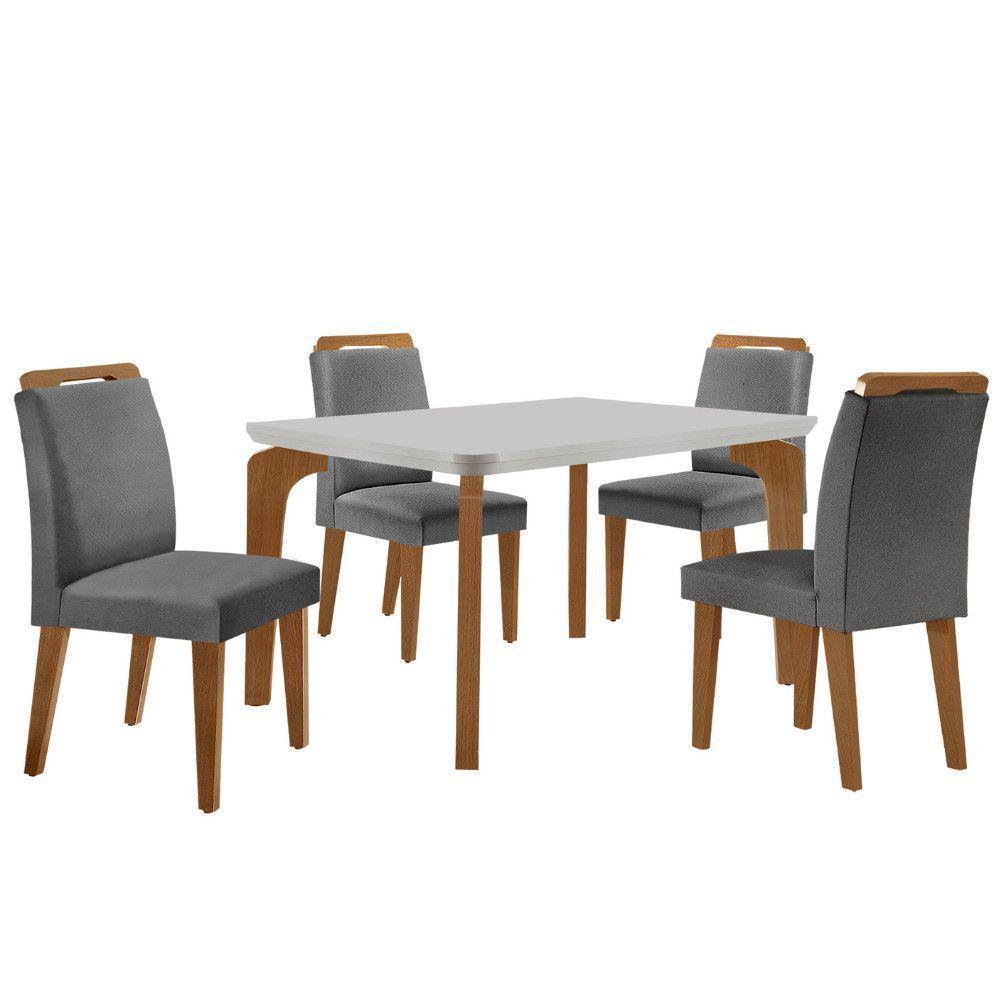 Conjunto Mesa Liz 120cm Em Mdf 4 Cadeiras Athenas Moderna Lin.grafite/off White/imbuia - 3