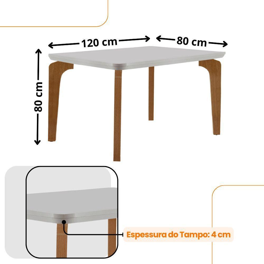 Conjunto Mesa Liz 120cm Em Mdf 4 Cadeiras Athenas Moderna Lin.grafite/off White/imbuia - 4