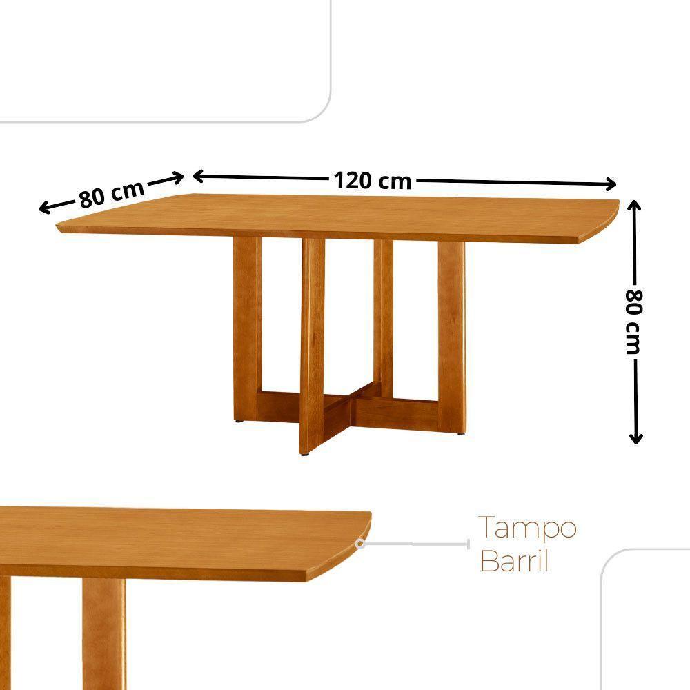 Mesa 120 Laminado Com 4 Cadeiras Malta Gold Moderna Mobília Brisa Imbuia Naturale - 4