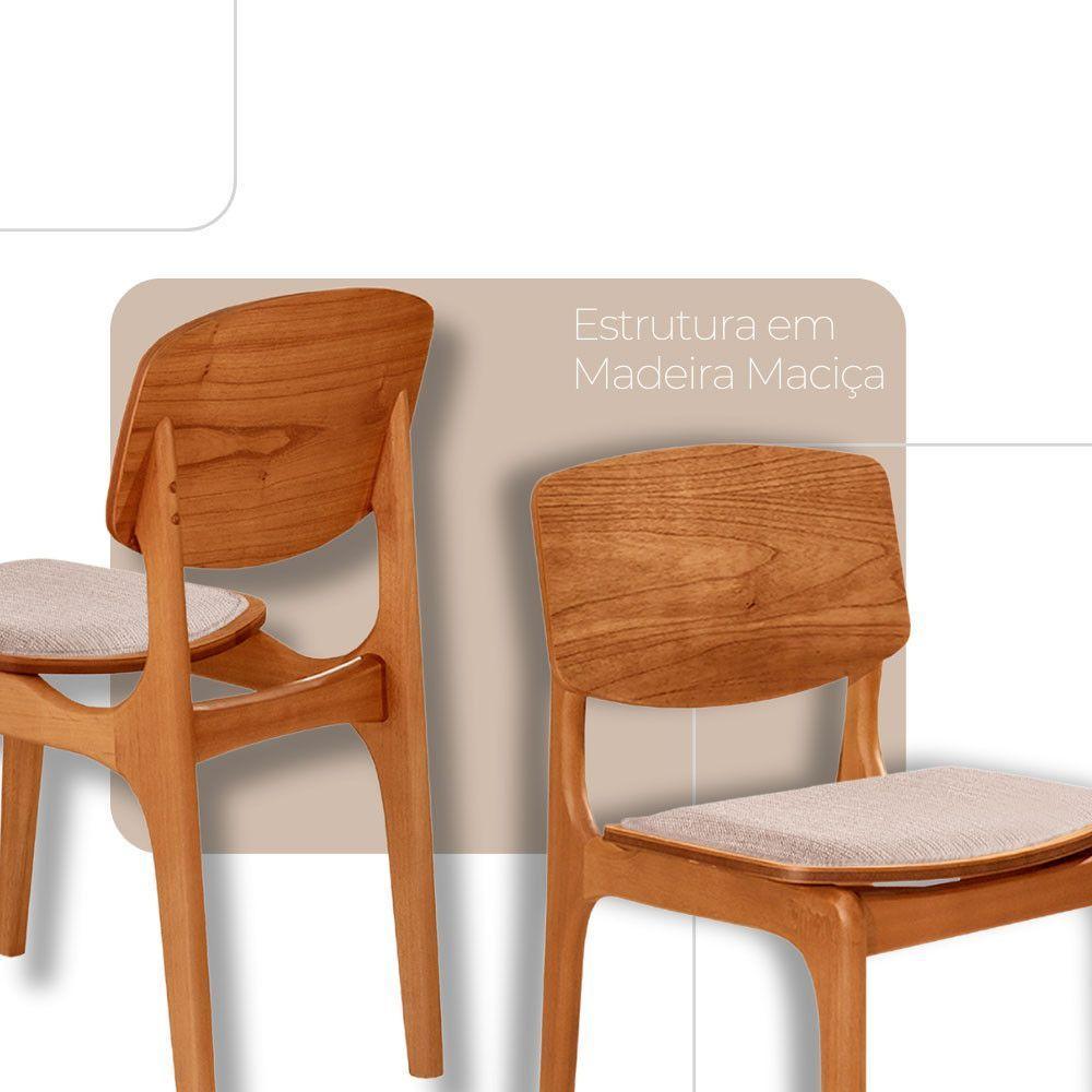 Mesa 120 Laminado Com 4 Cadeiras Malta Gold Moderna Mobília Brisa Imbuia Naturale - 5