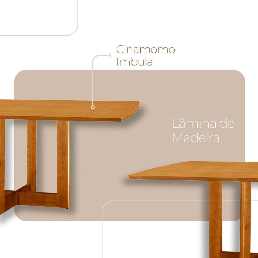 Mesa 120 Laminado Com 4 Cadeiras Malta Gold Moderna Mobília Brisa Imbuia Naturale - 6