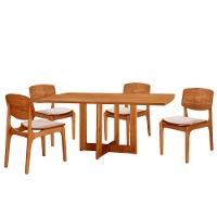 Mesa 120 Laminado Com 4 Cadeiras Malta Gold Moderna Mobília Brisa Imbuia Naturale - 2