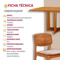 Mesa 120 Laminado Com 4 Cadeiras Malta Gold Moderna Mobília Brisa Imbuia Naturale - 7