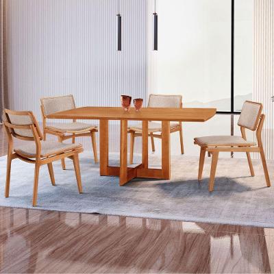 Mesa 120cm Laminado Barril Com 4 Cadeiras Moderna Mobília Brisa Imbuia Naturale