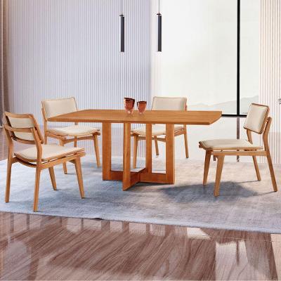 Mesa 120cm Laminado Barril Com 4 Cadeiras Moderna Mobília Linho Off White Imbuia Naturale