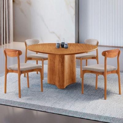 Mesa 135cm Laminado Com 4 Cadeiras Noronha Moderna Brisa Imbuia Naturale