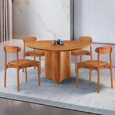 Mesa 135cm Laminado Com 4 Cadeiras Noronha Moderna Star Caramelo Imbuia Naturale