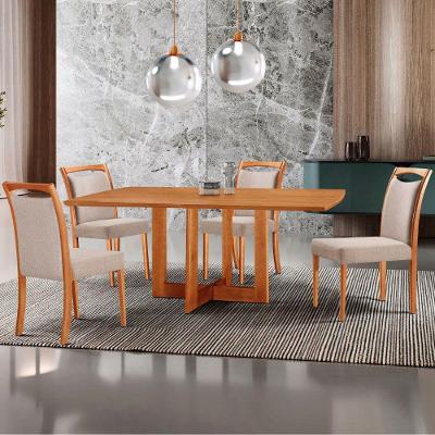 Mesa 120cm Laminado Barril Com 4 Cadeiras Moderna Mobilia Brisa Imbuia Naturale
