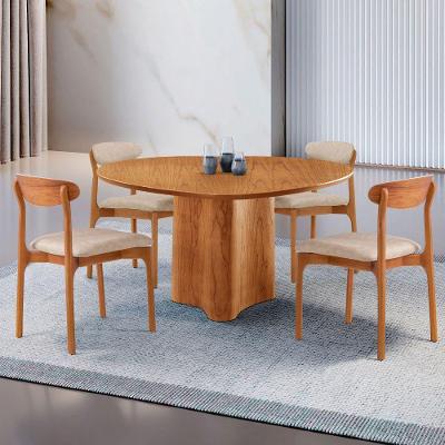 Mesa 135cm Laminado Com 4 Cadeiras Noronha Moderna Milano Imbuia Naturale