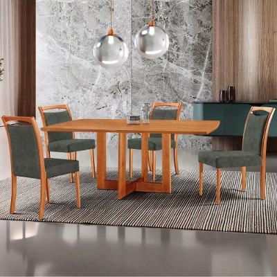 Mesa 120cm Laminado Barril Com 4 Cadeiras Moderna Mobilia Jade Imbuia Naturale