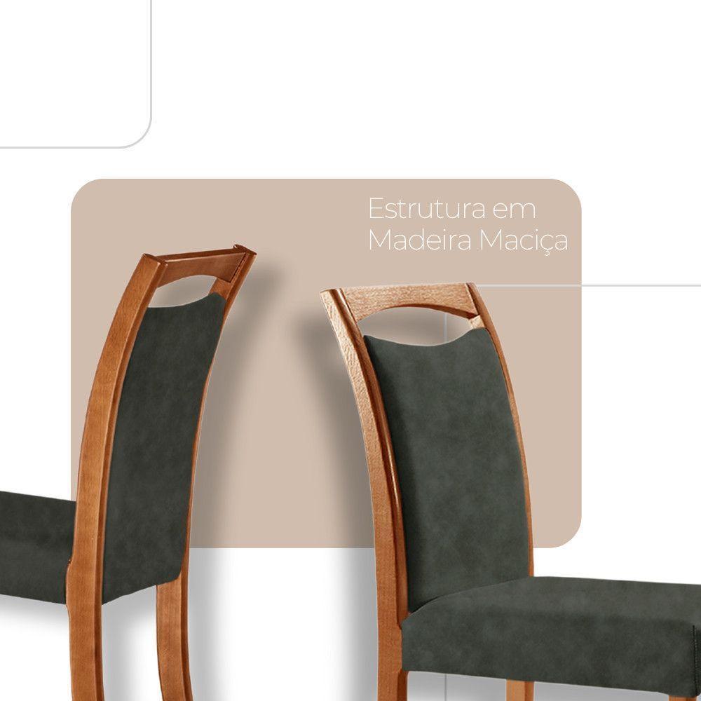 Mesa Ellis 180cm Tampo Laqueado Com Vidro Com 6 Cadeiras Munique Jade /off White/imbuia Nat - 5