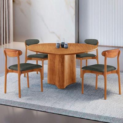 Mesa 135cm Laminado Com 4 Cadeiras Noronha Moderna Jade Imbuia Naturale