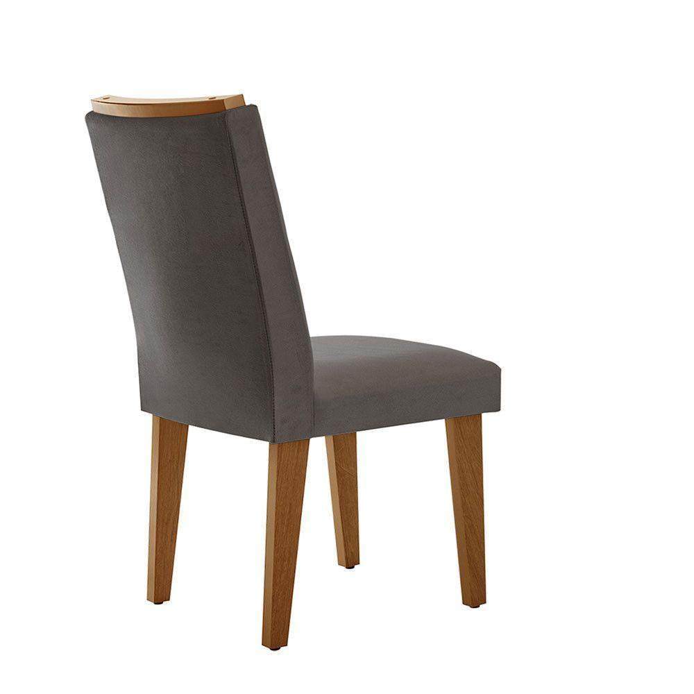 Conjunto Sala De Jantar Mesa Aida 180 Cm E 6 Cadeiras Lunara Vel.grafite Off White Imbuia Serig. Off - 4