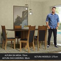 Conjunto Sala De Jantar Mesa Tampo De Madeira 6 Cadeiras Preto/Rustic Augusta Madesa Preto/Rustic - 8