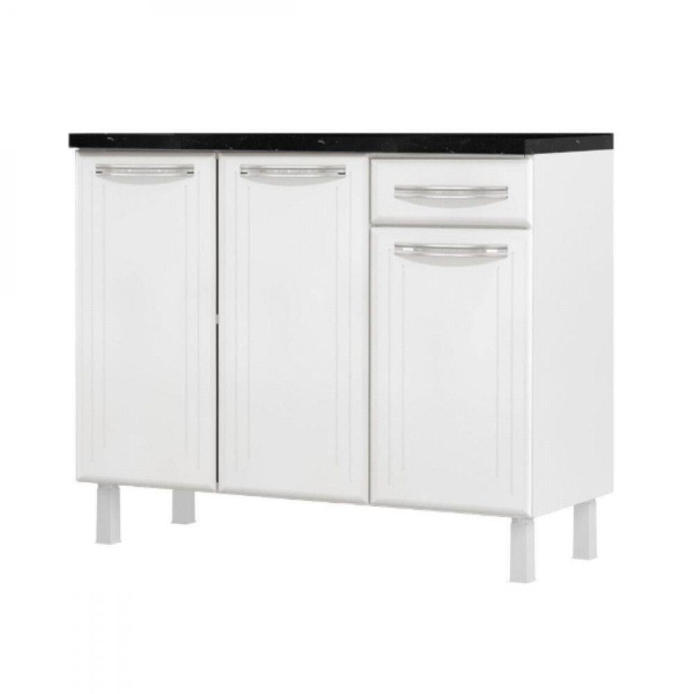 Balcão Triplo Esmeralda 3 Gavetas Com Tampo 820108 Telasul Branco - 1