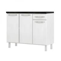 Balcão Triplo Esmeralda 3 Gavetas Com Tampo 820108 Telasul Branco - 1