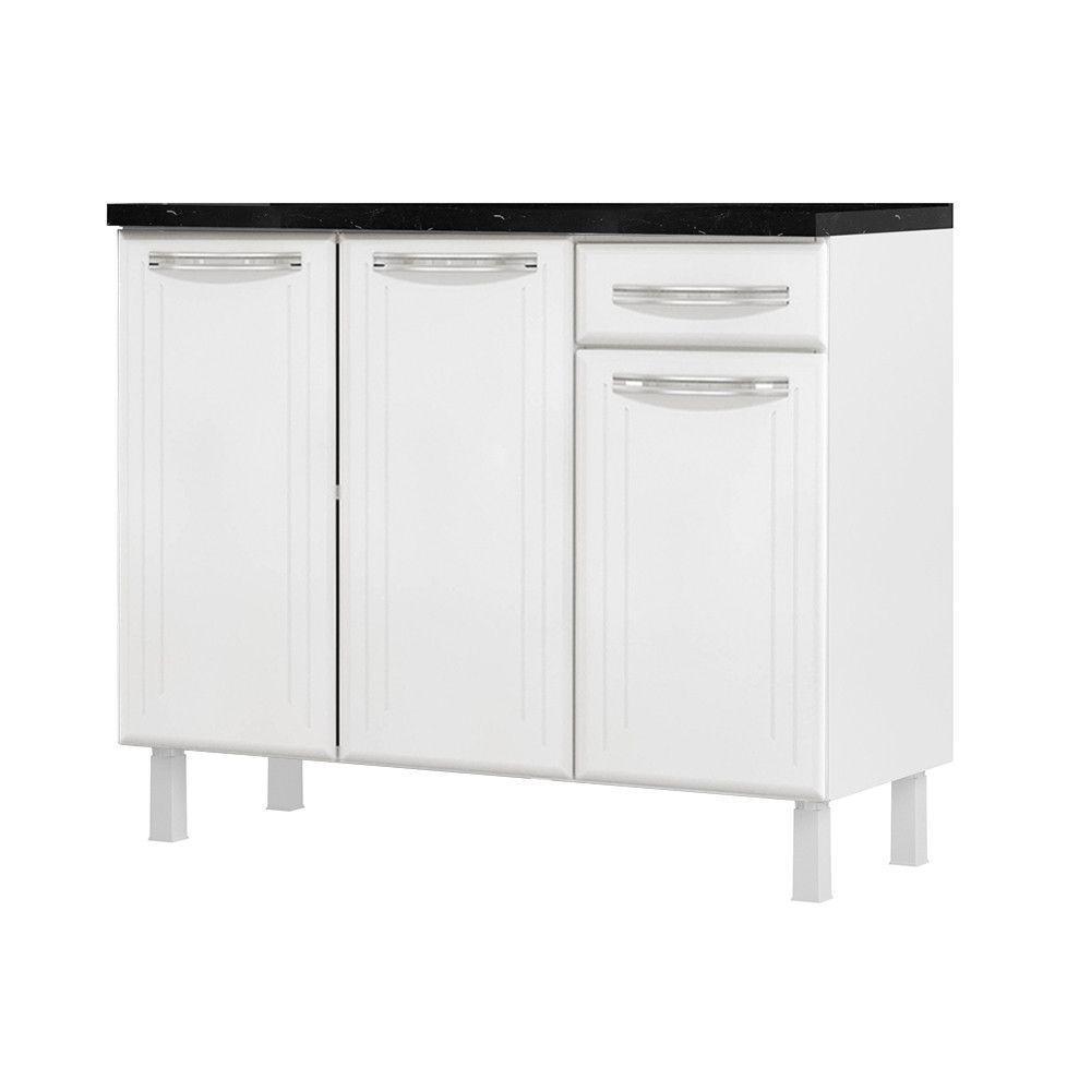 Balcão Triplo Smart Esmeralda 1 Gaveta Com Tampo Telasul Branco - 2