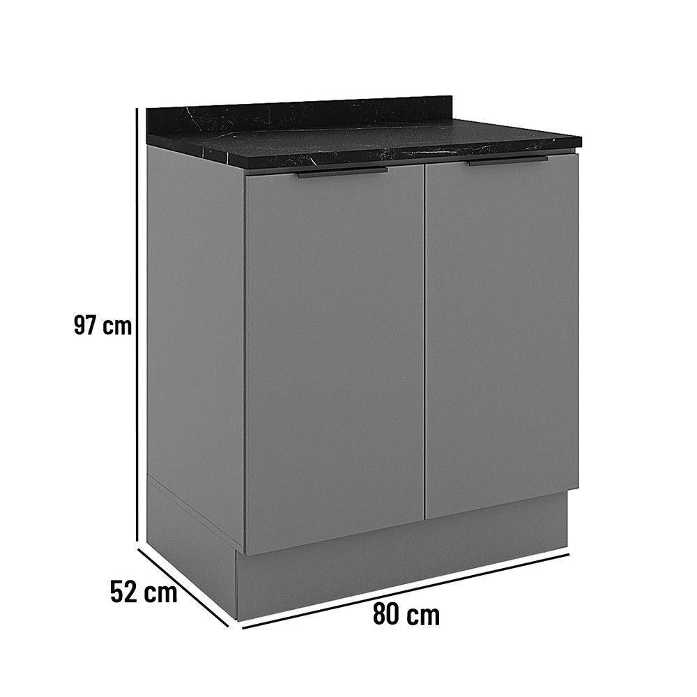 Balcão Lumina 80 Cm 2 Portas Com Tampo 917121-01 Telasul Cinza - 3