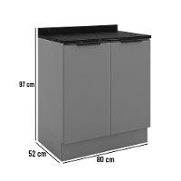 Balcão Lumina 80 Cm 2 Portas Com Tampo 917121-01 Telasul Cinza - 3