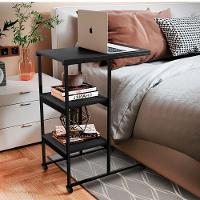 Mesa Escrivaninha Office Auxiliar Com Rodízios Em Aço E Mdf Preto/preto - 2