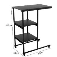 Mesa Escrivaninha Office Auxiliar Com Rodízios Em Aço E Mdf Preto/preto - 3