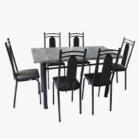 Conjunto De Mesa Onix Com 06 Cadeiras 150x75cm Moura Preto - 1