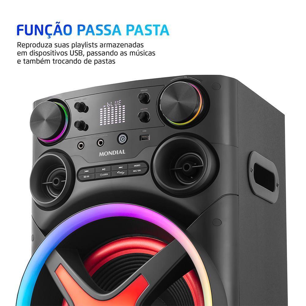 Torre De Som Mondial TM-1200-B Luzes Bluetooth 1200W RMS App Bivolt - 4