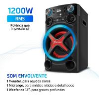 Torre De Som Mondial TM-1200-B Luzes Bluetooth 1200W RMS App Bivolt - 2