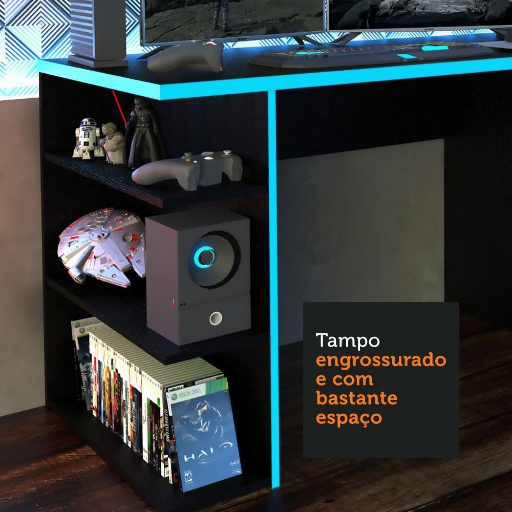 Mesa Computador Gamer Madesa 9409 - Preto/azul Preto - 3