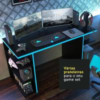 Mesa Computador Gamer Madesa 9409 - Preto/azul Preto