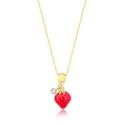 Colar Morango Do Amor Revestido Em Ouro