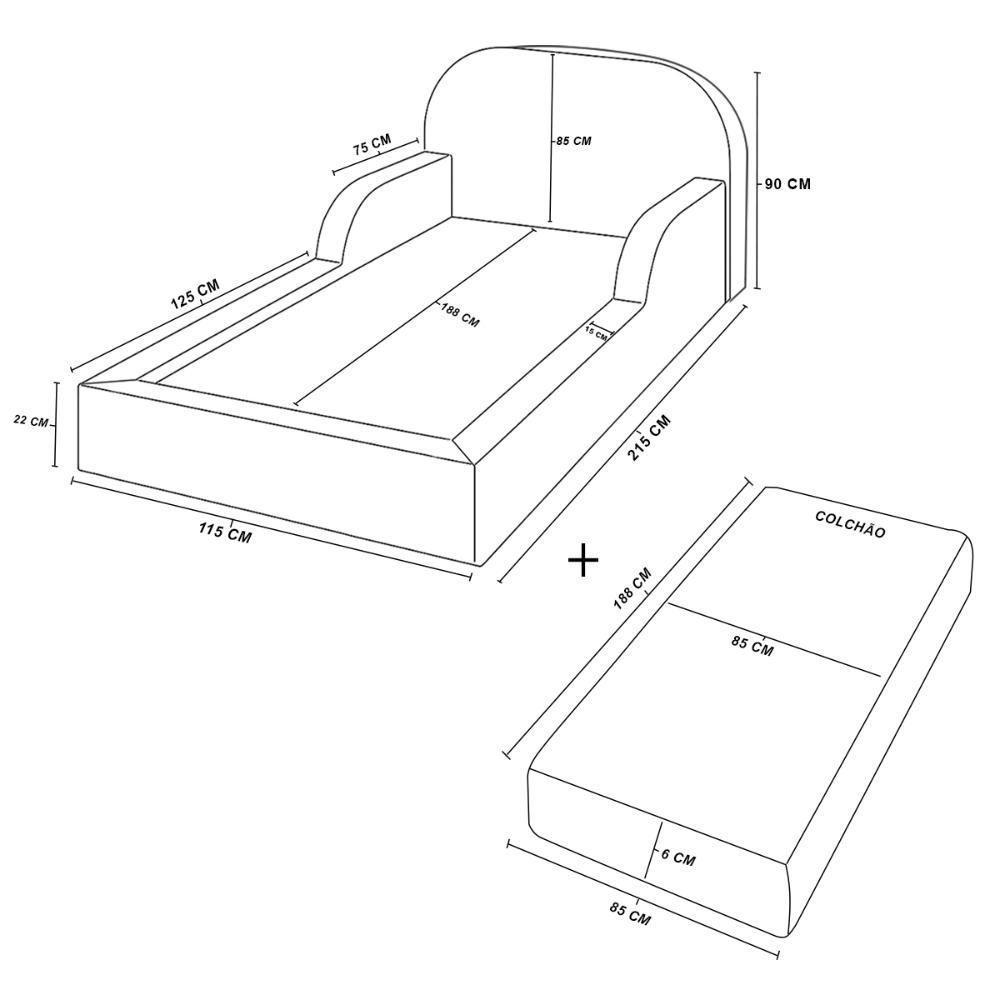 Cama Colchão Montessoriana Infantil Proteção Lateral Balaqui - Cinza Claro - 4