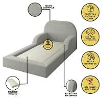 Cama Colchão Montessoriana Infantil Proteção Lateral Balaqui - Cinza Claro - 2