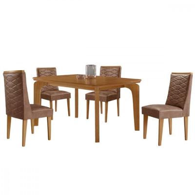 Mesa Londrina Rufato TP120 Com 4 Cadeiras Tork/Naturalle