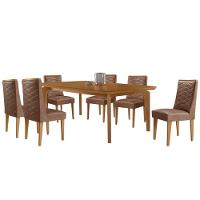 Conjunto de Mesa para Sala de Jantar Rufato Londrina Tampo Madeirado Com 6 Cadeiras - Tork/Nat - 2