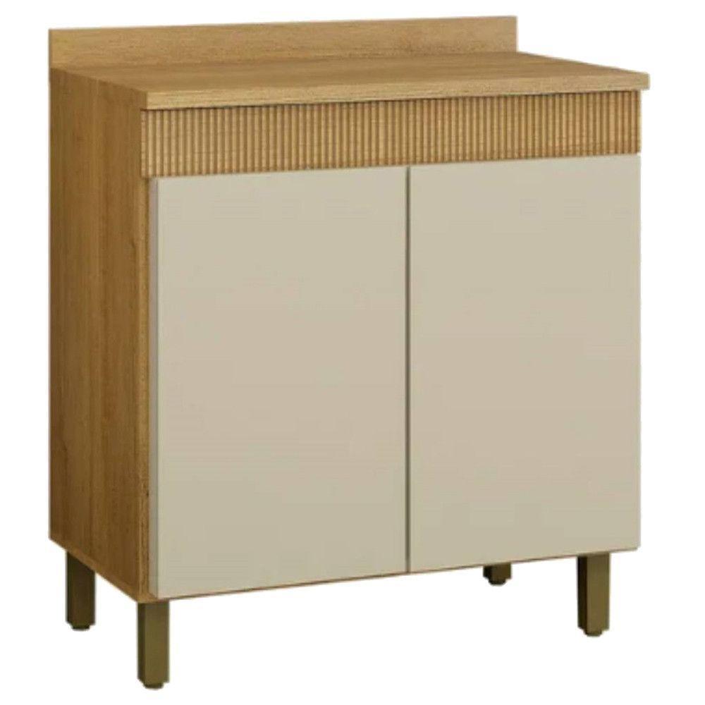 Balcão Dakota 80cm Em Mdp/mdf Com 2 Portas Vadelmóveis Cinamomo/off White - 1