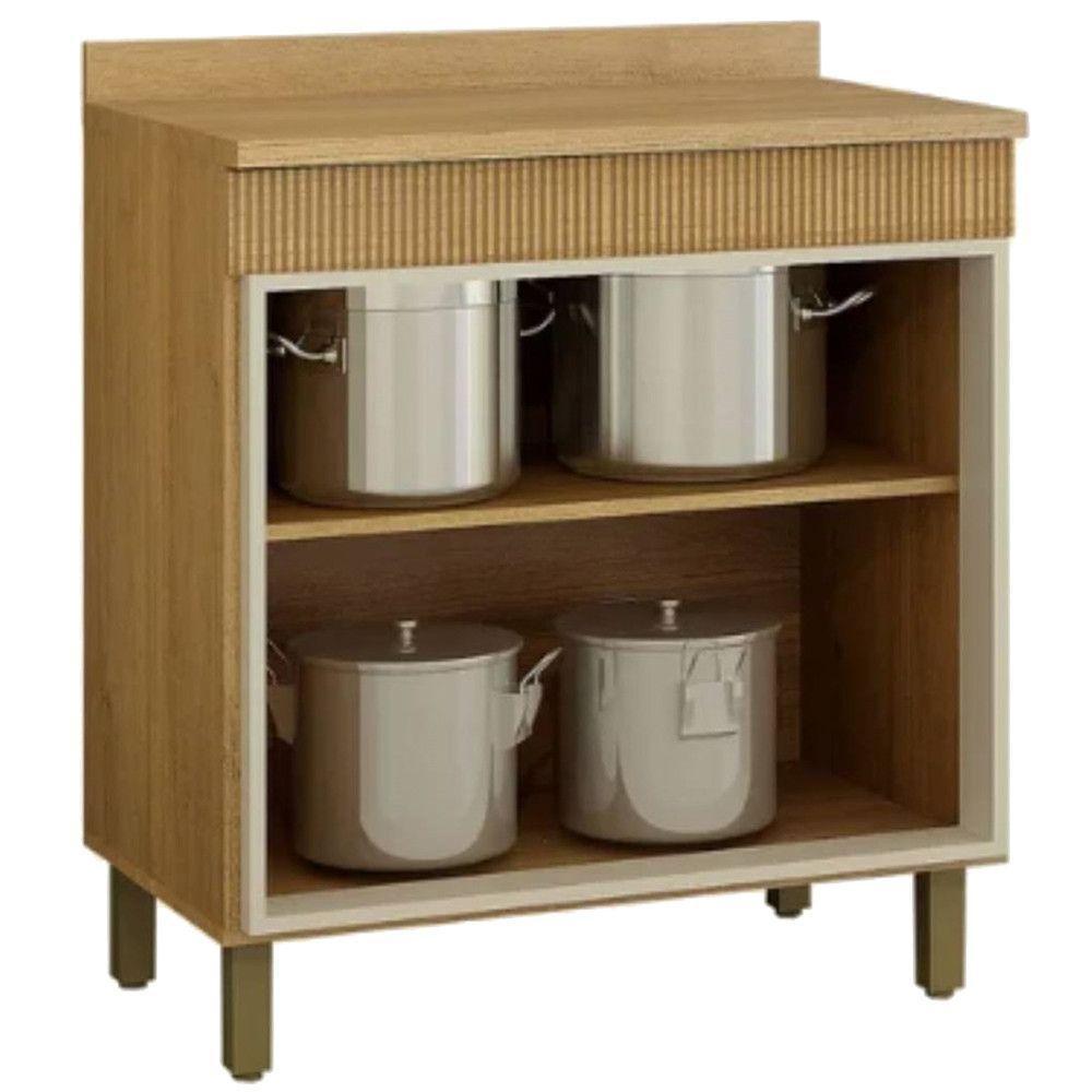 Balcão Dakota 80cm Em Mdp/mdf Com 2 Portas Vadelmóveis Cinamomo/off White - 2