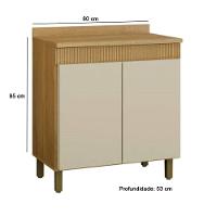 Balcão Dakota 80cm Em Mdp/mdf Com 2 Portas Vadelmóveis Cinamomo/off White - 3