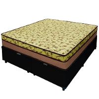 Cama Baú Casal 138 Bipartido Tecido Sintético Preto Com Colchão De Espuma Tokio D33 Bege - 1