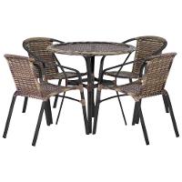 Kit 4 Cadeiras Alumínio E Mesa Tampo Varanda Piscina Jardim Cappuccino - 1