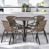 Kit 4 Cadeiras Alumínio E Mesa Tampo Varanda Piscina Jardim Cappuccino - 2