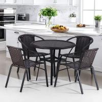 Kit 4 Cadeiras Alumínio E Mesa Tampo Varanda Piscina Jardim Tabaco - 2