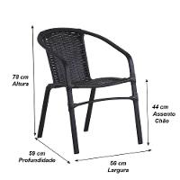 Kit 4 Cadeiras Alumínio E Mesa Tampo Varanda Piscina Jardim Tabaco - 7