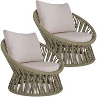 2 Poltrona área Externa Monza Alumínio Pintura Corda Náutica Rami - 1