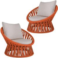 2 Poltrona área Externa Monza Alumínio Pintura Corda Náutica Terra Cota - 1